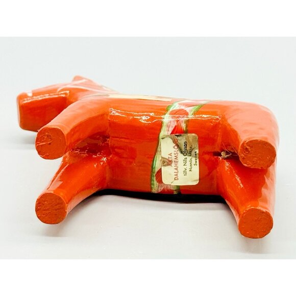 Vintage Nils Olsson Dala Red Orange Wood Horse Sweden Hand Crafted 4 inch - Picture 6 of 8